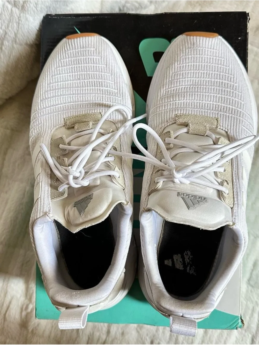 adidas Men’s White Sneakers with Gum Toe Accents size 11